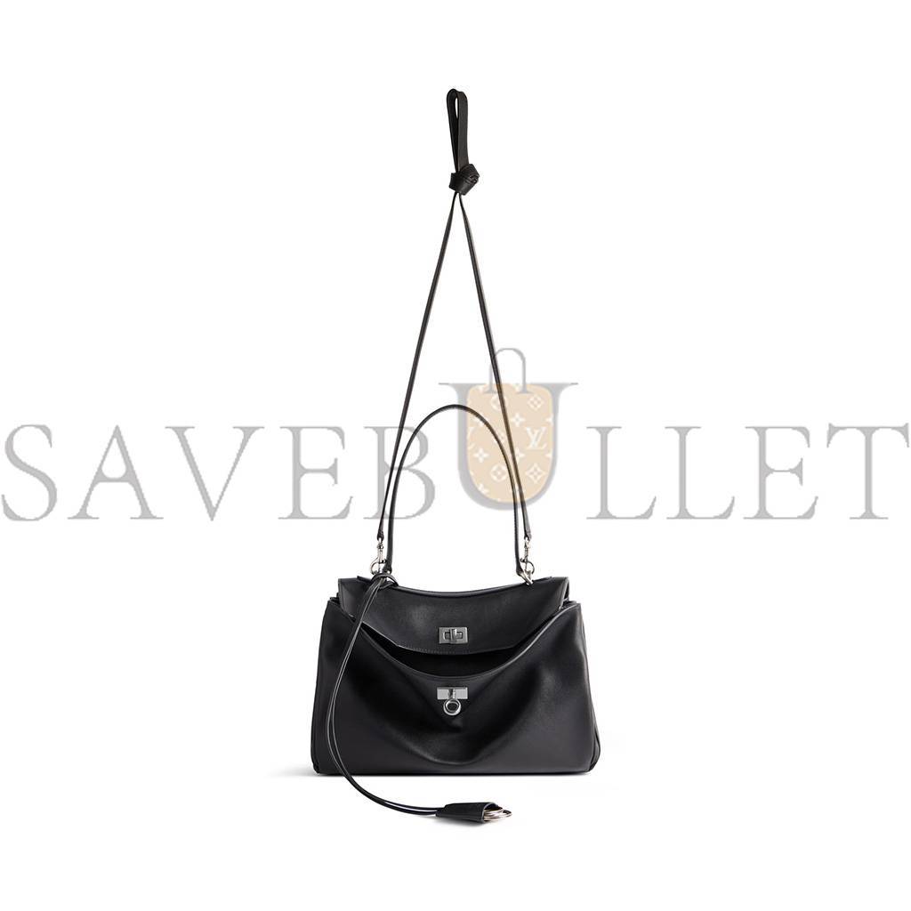 Ba*len*cia*ga rodeo small handbag in black smooth calfskin (29*20*10cm)